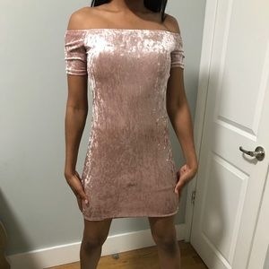 Pink over the shoulder dress